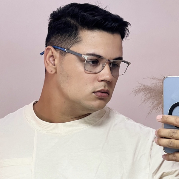 Armação de Óculos 6001 Retangular Prata